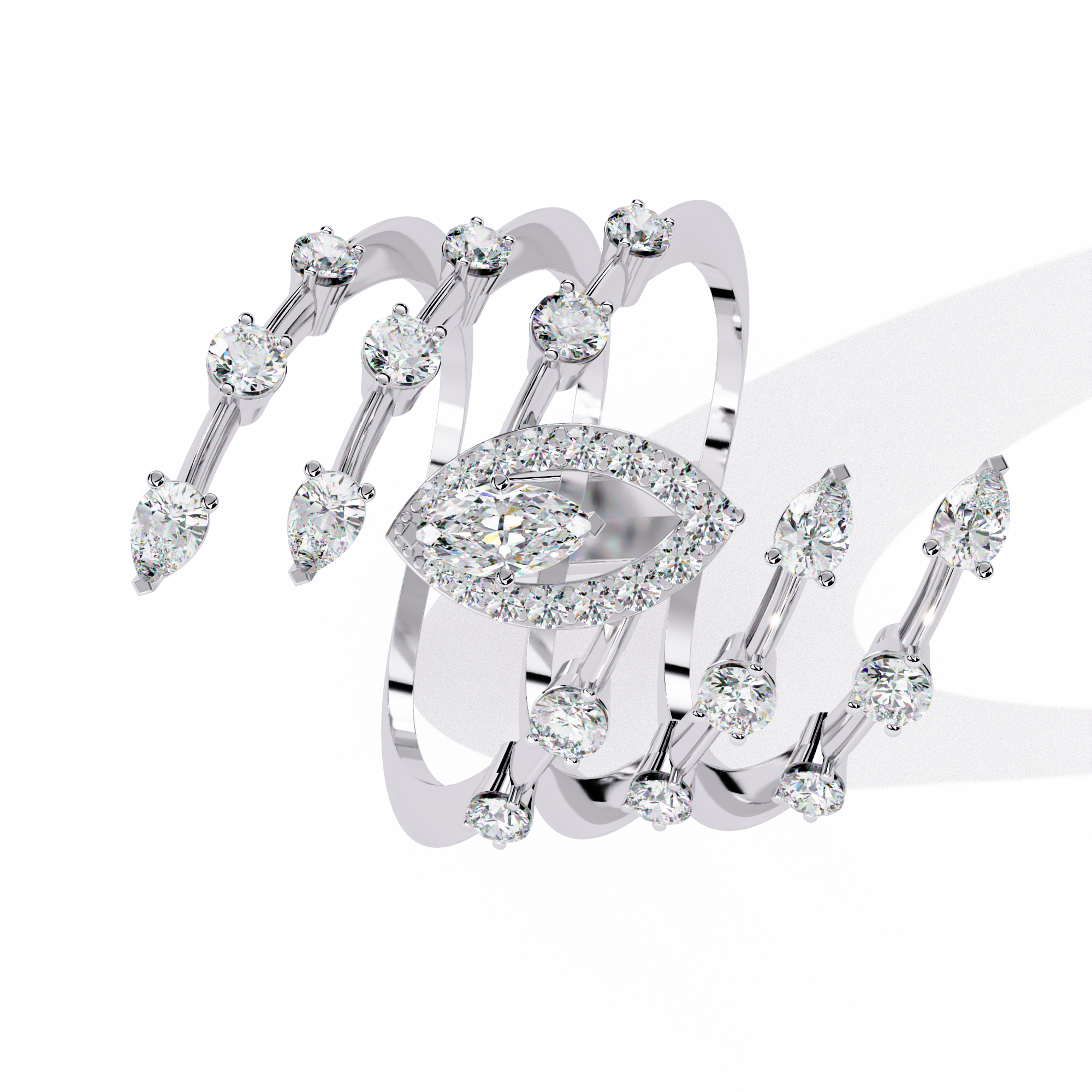 Solitairekart - 1.18 ct Lab Grown Diamond Cascade Ring in 14k Yellow Gold